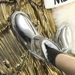 Silver Metallic Mirror Eskimo Yeti Snow Boots Shoes