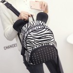 White Black Metal Studs Zebra Head Backpack Bag