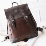 Brown Retro Square Vintage Old School Backpack Bag