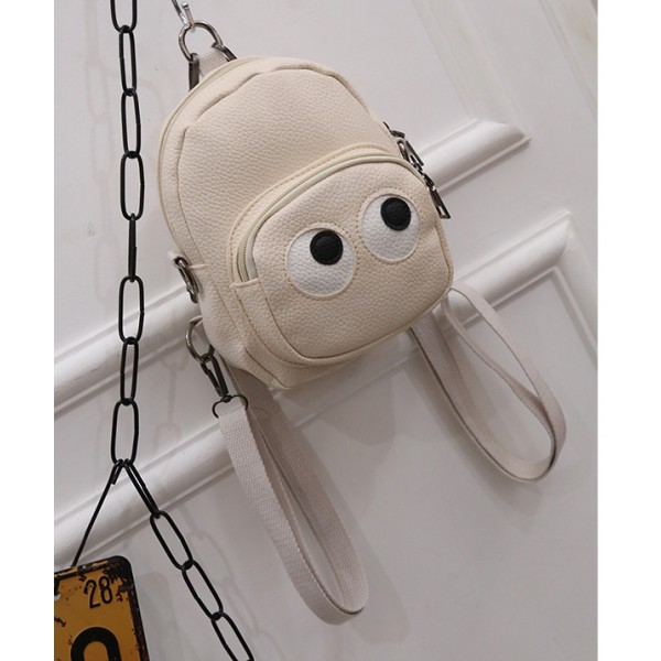 Cream White Cartoon Cute Eyes Mini Backpack Cross Body Bag