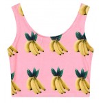 Pink White Bananas Sleeveless T Shirt Cami Tank Top