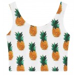 White Pineapples Floral Sleeveless T Shirt Cami Tank Top