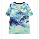 Blue Snow Mountain Crystal Peak Funky Short Sleeves T Shirt Top