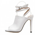 White Peeptoe Strappy High Heels Stiletto Sandals Shoes
