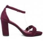 Burgundy Purple Suede Straps High Heels Sandals Shoes