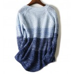 Blue Gradual Long Sleeves Knit Long Sleeves Sweater