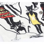 White Black Dancing Cats Long Sleeves Cardigan Outer Jacket