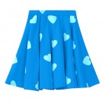 Red Blue Sweet Hearts A Line Skater Pleated Mini Skirt