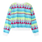 Blue Rainbow Unicorns Cartoon Cropped Long Sleeve Sweatshirts Tops