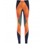 Black Orange Geometric Print Yoga Fitness Leggings Tights Pants