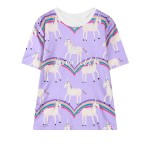 Pink Purple Rainbow Unicorns Harajuku Funky Short Sleeves T Shirt