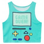 Blue Green Game Over Game Boy Sleeveless T Shirt Cami Tank Top 