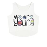 White We Are Young Cropped Sleeveless T Shirt Cami Tank Top 