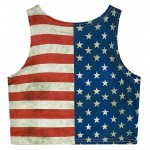 USA Flag Cropped Sleeveless T Shirt Cami Tank Top 