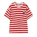 Red Black White Stripes Ice-Cream Embroidery Harajuku Funky Short Sleeves T Shirt Top