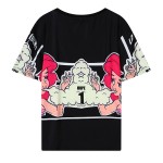 Black Pink Girl Smoke Harajuku Funky Short Sleeves T Shirt