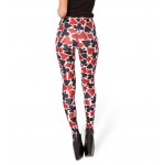 Black Red Deck of Cards Print Yoga Fitness Leggings Tights Pants