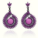 Purple Pink Green Gemstones Fancy Bohemian Ethnic Earrings Ear Drops