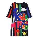 Black Colorful Kids Play Harajuku Comic Funky Short Sleeves T Shirt Top