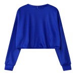 Blue Cute Girl Cartoon Cropped Long Sleeve Sweatshirts Tops