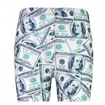 White US Dollars Bank Notes  Print Yoga Fitness Leggings Tights Pants