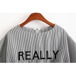 REALLY Short Sleeve T-shirt Striped T-shirt  Women Cropped Tops 