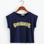 Cropped Vintage Short Sleeves Somewhere Tops T Shirt