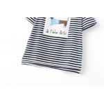 Black Blue White Stripes Je T'aime Paris Dog Short Sleeves T Shirt