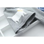 Grey Milk Box Dog House Cartoon Cropped Short Sleeves T Shirt