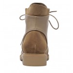 Khaki Suede Lace Up Combat Military Flats Boots Shoes