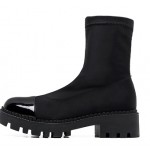 Black Patent Punk Rock Chunky Cleated Sole Block Platforms Shoes Boots