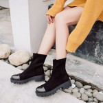 Black Patent Suede Punk Rock Chunky Cleated Sole Block Platforms Shoes Boots