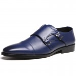 Blue Monk Strap Oxfords Loafers Dress Dapper Man Shoes Flats