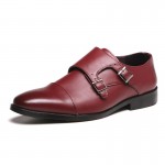 Burgundy Monk Strap Oxfords Loafers Dress Dapper Man Shoes Flats