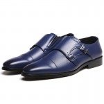 Blue Monk Strap Oxfords Loafers Dress Dapper Man Shoes Flats
