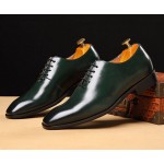 Green Lace Up Oxfords Loafers Dress Dapper Man Shoes Flats