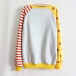 Yellow Stripes Polkadots POW Long Sleeve Fleece Sweatshirts Tops