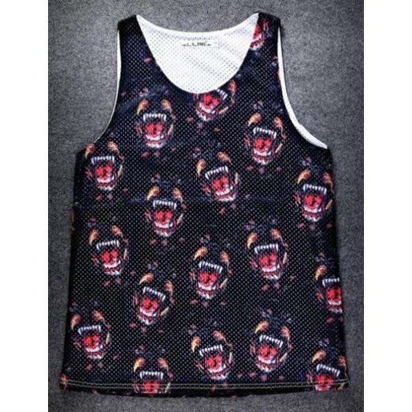 Black Fierce Doberman Dogs Net Sleeveless Mens T-shirt Vest Sports Tank Top