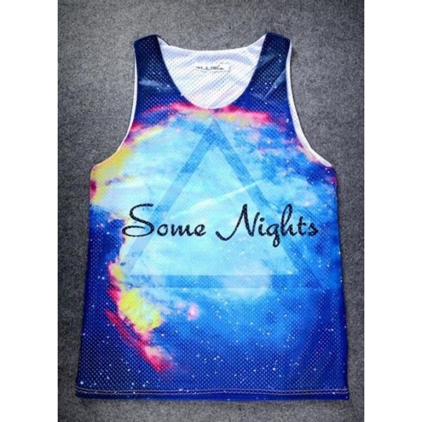 Blue Some Nights Galaxy Universe Stars Net Sleeveless Mens T-shirt Vest Sports Tank Top