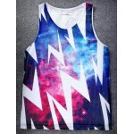 Blue Thunder Sparkles Galaxy Universe Net Sleeveless Mens T-shirt Vest Sports Tank Top