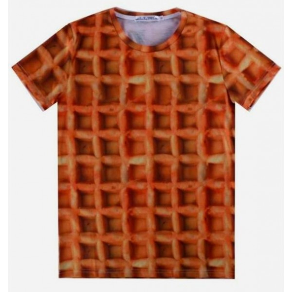 Brown Belgium Waffle Short Sleeves Mens T-Shirt