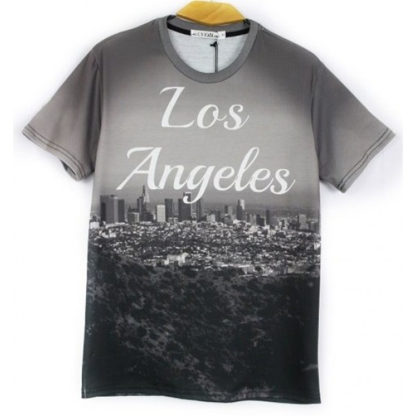 Grey Los Angeles Short Sleeves Mens T-Shirt