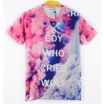 Pink Smoke Cloud Boyfriend Who Cried Wolf Short Sleeves Mens T-Shirt
