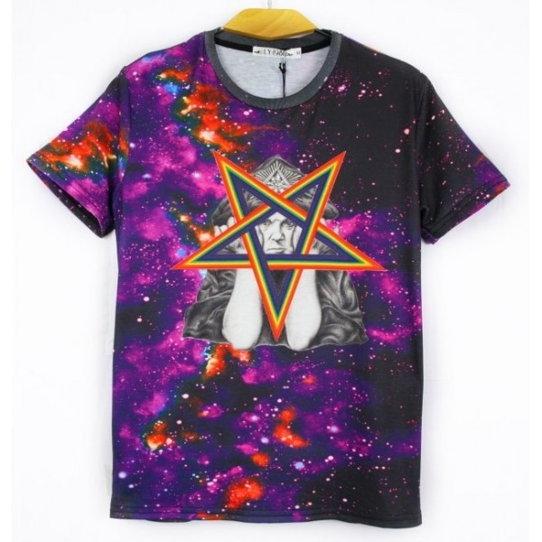 Purple Rainbow Stars Galaxy Universe Short Sleeves Mens T-Shirt