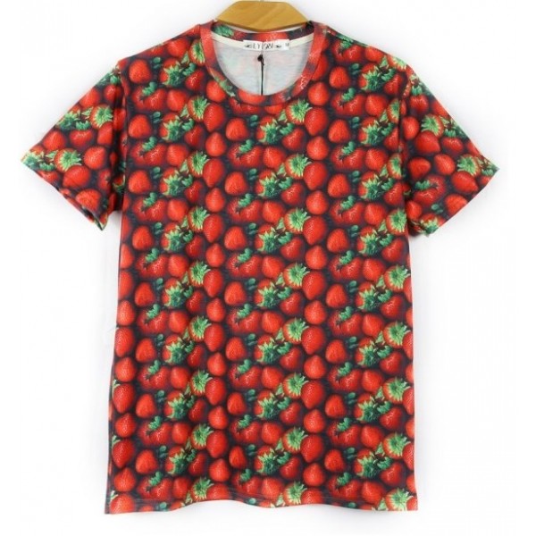 Red Strawberry Short Sleeves Mens T-Shirt