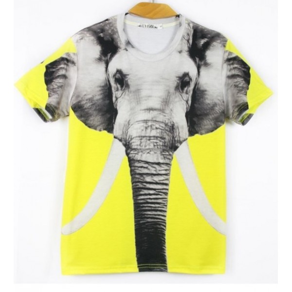 Yellow Giant Elephant Short Sleeves Mens T-Shirt