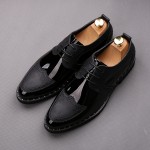 Black Patent Wingtip Lace Up Mens Oxfords Loafers Dress Shoes Flats