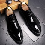 Black Glossy Patent Lace Up Mens Oxfords Loafers Dress Business Shoes Flats