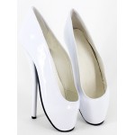 White Patent Glossy Ballet Ballerina Super High Stieltto Heels Lady Gaga Weird Shoes