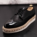 Black Patent Sequins Lace Up Platforms Oxfords Mens Dress Shoes Flats